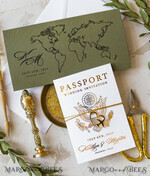WEDDING INVITATIONS passport to love/ beach wedding invites  White Gold Passport Wedding Invitation, Golden Plane Wedding Cards  Boarding Pass,  Olive green Travel Passport Wedding Invitations  Abroad, Destination Wedding Invites22