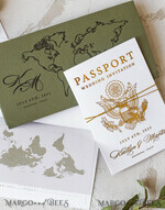 WEDDING INVITATIONS passport to love/ beach wedding invites  White Gold Passport Wedding Invitation, Golden Plane Wedding Cards  Boarding Pass,  Olive green Travel Passport Wedding Invitations  Abroad, Destination Wedding Invites22