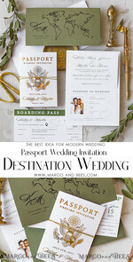 WEDDING INVITATIONS passport to love/ beach wedding invites  White Gold Passport Wedding Invitation, Golden Plane Wedding Cards  Boarding Pass,  Olive green Travel Passport Wedding Invitations  Abroad, Destination Wedding Invites22