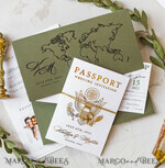 WEDDING INVITATIONS passport to love/ beach wedding invites  White Gold Passport Wedding Invitation, Golden Plane Wedding Cards  Boarding Pass,  Olive green Travel Passport Wedding Invitations  Abroad, Destination Wedding Invites22