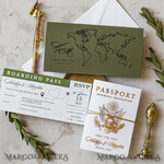 WEDDING INVITATIONS passport to love/ beach wedding invites  White Gold Passport Wedding Invitation, Golden Plane Wedding Cards  Boarding Pass,  Olive green Travel Passport Wedding Invitations  Abroad, Destination Wedding Invites22