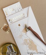 WEDDING INVITATIONS passport to love/ beach wedding invites  White Gold  Passport Wedding Invitation, Golden Plane Wedding Cards  Boarding Pass,  Travel Passport Wedding Invitations  Abroad, Destination Wedding Invites, Travel Map Wedding Stationary15