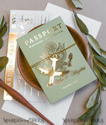 WEDDING INVITATIONS passport to love/ beach wedding invites  Sage Green Tusacny Passport Wedding Invitation, Gold Greece Wedding Cards Boarding Pass, Passport Wedding Invitations  Abroad, Greenery Destination Wedding Invites, Travel Map Wedding Stationary11