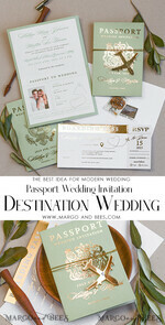 WEDDING INVITATIONS passport to love/ beach wedding invites  Sage Green Tusacny Passport Wedding Invitation, Gold Greece Wedding Cards Boarding Pass, Passport Wedding Invitations  Abroad, Greenery Destination Wedding Invites, Travel Map Wedding Stationary11