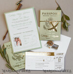 WEDDING INVITATIONS passport to love/ beach wedding invites  Sage Green Tusacny Passport Wedding Invitation, Gold Greece Wedding Cards Boarding Pass, Passport Wedding Invitations  Abroad, Greenery Destination Wedding Invites, Travel Map Wedding Stationary11