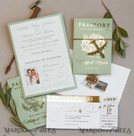 WEDDING INVITATIONS passport to love/ beach wedding invites  Sage Green Tuscany  Passport Wedding Invitation, Golden Plane Wedding Cards  Boarding Pass, Greece Passport Wedding Invitations  Abroad, Destination Wedding Invites, Travel Map Wedding Stationary16