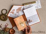 WEDDING INVITATIONS passport to love/ beach wedding invites  Gold terracotta Passport Wedding Invitation, Burnt Orange Gold Wedding Cards Boarding Pass, Travel Passport Wedding Invitations Abroad, Destination Wedding Invites, Travel Map Wedding Stationary14