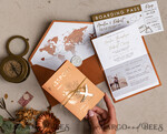 WEDDING INVITATIONS passport to love/ beach wedding invites  Gold terracotta Passport Wedding Invitation, Burnt Orange Gold Wedding Cards Boarding Pass, Travel Passport Wedding Invitations Abroad, Destination Wedding Invites, Travel Map Wedding Stationary14
