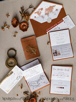 WEDDING INVITATIONS passport to love/ beach wedding invites  Gold terracotta Passport Wedding Invitation, Burnt Orange Gold Wedding Cards Boarding Pass, Travel Passport Wedding Invitations Abroad, Destination Wedding Invites, Travel Map Wedding Stationary14