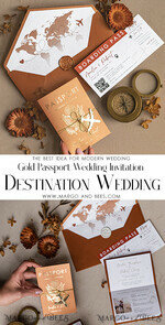 WEDDING INVITATIONS passport to love/ beach wedding invites  Gold terracotta Passport Wedding Invitation, Burnt Orange Gold Wedding Cards Boarding Pass, Travel Passport Wedding Invitations Abroad, Destination Wedding Invites, Travel Map Wedding Stationary14