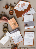 WEDDING INVITATIONS passport to love/ beach wedding invites  Gold terracotta Passport Wedding Invitation, Burnt Orange Gold Wedding Cards Boarding Pass, Travel Passport Wedding Invitations Abroad, Destination Wedding Invites, Travel Map Wedding Stationary14