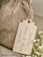HOCHZEITSGESCHENKE Rustikale Jute-Geschenktüten mit Holzanhängern Hochzeitsgeschenkideen, Rustikaler Geschenktüte mit Etikett5