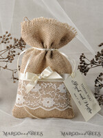 HOCHZEITSGESCHENKE Rustikale Jutesäckchen als Geschenke niedliche Hochzeitsgeschenk-Karten, personalisierte rustikale Jute-Geschenktüten4
