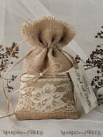 HOCHZEITSGESCHENKE Rustikale Jutesäckchen als Geschenke Gäste bevorzugen Ideen, Rustikaler Jute-Geschenksack5