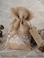 HOCHZEITSGESCHENKE Rustikale Jutesäckchen als Geschenke niedliche Hochzeitsgeschenk-Karten, rustikale Jute-Geschenktüten mit Etiketten6