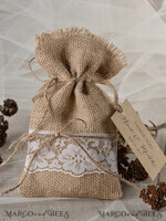 HOCHZEITSGESCHENKE Rustikale Jutesäckchen als Geschenke niedliche Hochzeitsgeschenk-Karten, rustikale Jute-Geschenktüten mit Etiketten6