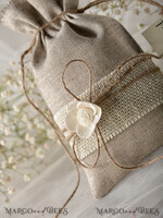 HOCHZEITSGESCHENKE Shabby Chic Leinen Geschenkbeutel Hochzeitsgeschenkideen, Rustikale Leinenbeutel6