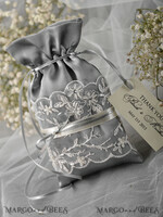 HOCHZEITSGESCHENKE Geschenktüten aus Satin und Spitze niedliche Hochzeitsgeschenk-Karten, Vintage Satin Tasche5