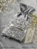 HOCHZEITSGESCHENKE Geschenktüten aus Satin und Spitze niedliche Hochzeitsgeschenk-Karten, Vintage Satin Tasche5