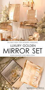 RING BEARER BOXES & PILLOWS Clear Gold Acrylic Ring Box Ring Box for Wedding Ceremony 3 rings, mirror Acrylic Golden Wedding Ring Box for ceremony, Boho Glam Wedding Ring Boxes, Luxury Acrylic Gold Ring box double Custom Colors15
