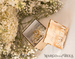 RING BEARER BOXES & PILLOWS Clear Gold Acrylic Ring Box Ring Box for Wedding Ceremony 3 rings, mirror Acrylic Golden Wedding Ring Box for ceremony, Boho Glam Wedding Ring Boxes, Luxury Acrylic Gold Ring box double Custom Colors15
