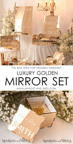 RING BEARER BOXES & PILLOWS Clear Gold Acrylic Ring Box Ring Box for Wedding Ceremony 3 rings, mirror Acrylic Golden Wedding Ring Box for ceremony, Boho Glam Wedding Ring Boxes, Luxury Acrylic Gold Ring box double Custom Colors11