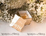 RING BEARER BOXES & PILLOWS Clear Gold Acrylic Ring Box Ring Box for Wedding Ceremony 3 rings, mirror Acrylic Golden Wedding Ring Box for ceremony, Boho Glam Wedding Ring Boxes, Luxury Acrylic Gold Ring box double Custom Colors11