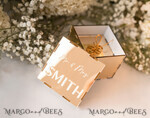 RING BEARER BOXES & PILLOWS Clear Gold Acrylic Ring Box Ring Box for Wedding Ceremony 3 rings, mirror Acrylic Golden Wedding Ring Box for ceremony, Boho Glam Wedding Ring Boxes, Luxury Acrylic Gold Ring box double Custom Colors11