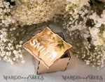 RING BEARER BOXES & PILLOWS Clear Gold Acrylic Ring Box Ring Box for Wedding Ceremony 3 rings, mirror Acrylic Golden Wedding Ring Box for ceremony, Boho Glam Wedding Ring Boxes, Luxury Acrylic Gold Ring box double Custom Colors11