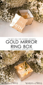 RING BEARER BOXES & PILLOWS Clear Gold Acrylic Ring Box Ring Box for Wedding Ceremony 3 rings, mirror Acrylic Golden Wedding Ring Box for ceremony, Boho Glam Wedding Ring Boxes, Luxury Acrylic Gold Ring box double Custom Colors11