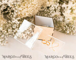 RING BEARER BOXES & PILLOWS Clear Gold Acrylic Ring Box Ring Box for Wedding Ceremony 3 rings, mirror Acrylic Golden Wedding Ring Box for ceremony, Boho Glam Wedding Ring Boxes, Luxury Acrylic Gold Ring box double Custom Colors10
