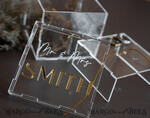 RING BEARER BOXES & PILLOWS Clear Gold Acrylic Ring Box Ring Box for Wedding Ceremony 3 rings, Clear Acrylic Golden Wedding Ring Box for ceremony, Boho Glam Wedding Ring Boxes, Luxury Acrylic Gold Ring box double Custom Colors15
