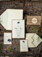 WEDDING INVITATIONS forest / Mountains / woodland theme Elegant Wedding invitations, wooden invites10