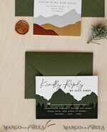HOCHZEITS EINLADUNGEN Wald / Berge / Waldlandschaft Thema Bergmodernes Bogen-Acryl-Hochzeitseinladung-Set, moderne Arizona-Hochzeitseinladungen, klare Plexiglassuite-Hochzeitskarten, terrakotta Hochzeitseinladungen, Hochzeits-Einladungsset mit Bergen, salbeigrüne Hochzeitseinladung aus Plexiglas.18