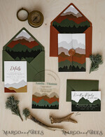 HOCHZEITS EINLADUNGEN Wald / Berge / Waldlandschaft Thema Bergmodernes Bogen-Acryl-Hochzeitseinladung-Set, moderne Arizona-Hochzeitseinladungen, klare Plexiglassuite-Hochzeitskarten, terrakotta Hochzeitseinladungen, Hochzeits-Einladungsset mit Bergen, salbeigrüne Hochzeitseinladung aus Plexiglas.18