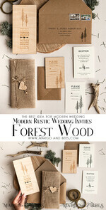 HOCHZEITS EINLADUNGEN Wald / Berge / Waldlandschaft Thema Wald Holz Hochzeits Einladung Suite mit Umschlägen, Moderne Rustikale Hochzeits Einladung, Natürliche Holzeinladungen Suite Hochzeitskarten, Natürliche Hochzeits Einladungen, Kieferwald Frosted Hochzeits Einladung Suite, Kiefernbäume Hochzeits Einladung.15