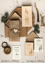 HOCHZEITS EINLADUNGEN Wald / Berge / Waldlandschaft Thema Wald Holz Hochzeits Einladung Suite mit Umschlägen, Moderne Rustikale Hochzeits Einladung, Natürliche Holzeinladungen Suite Hochzeitskarten, Natürliche Hochzeits Einladungen, Kieferwald Frosted Hochzeits Einladung Suite, Kiefernbäume Hochzeits Einladung.15