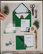 HOCHZEITS EINLADUNGEN Wald / Berge / Waldlandschaft Thema grüne Wald Acryl Hochzeits Einladung Suite, moderne Wald Gebirgs Hochzeit Einladungen, klare Plexi-Glas Suite Hochzeitskarten, Grünflächen Hochzeits Einladungen, Berge Hochzeits Einladung Suite, Kiefern Hochzeits Einladung aus Plexiglas11