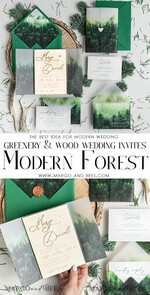 HOCHZEITS EINLADUNGEN Wald / Berge / Waldlandschaft Thema Wald Holz Hochzeits-Einladungssatz, moderne rustikale Hochzeitskarten, natürliche Holz Einladungen Set Hochzeitseinladungen, grüne Hochzeitseinladungen, neblige Wald frostige Hochzeitseinladungssuite, Kiefernhochzeitseinladung.20