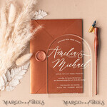 WEDDING INVITATIONS Elegant Invites Classic Cards Arch Acrylic Wedding invitations online, Elegant Terracotta wedding invitation Suite • Luxury Plexi Wedding Invites • Arch Fall wedding Stationery4