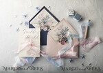 WEDDING INVITATIONS Elegant Invites Classic Cards  Vintage Floral Wedding Invitations, Minimalistic Pink Wedding Invites, Delicate Royal Navy Wedding Cards With Hand Dyed Ribbon, Handmade Wedding Stationery47