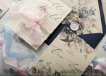 WEDDING INVITATIONS Elegant Invites Classic Cards  Vintage Floral Wedding Invitations, Minimalistic Pink Wedding Invites, Delicate Royal Navy Wedding Cards With Hand Dyed Ribbon, Handmade Wedding Stationery47