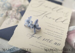 WEDDING INVITATIONS Elegant Invites Classic Cards  Vintage Floral Wedding Invitations, Minimalistic Pink Wedding Invites, Delicate Royal Navy Wedding Cards With Hand Dyed Ribbon, Handmade Wedding Stationery47