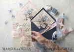WEDDING INVITATIONS Elegant Invites Classic Cards  Vintage Floral Wedding Invitations, Minimalistic Pink Wedding Invites, Delicate Royal Navy Wedding Cards With Hand Dyed Ribbon, Handmade Wedding Stationery47