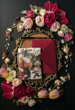 WEDDING INVITATIONS Elegant Invites Classic Cards  Luxury Acrylic Plexi Wedding Invitations, Glamour Golden Shine Wedding Invites, Vintage Floral Wedding Cards, Romantic Red And Gold Wedding Invitation Suite26