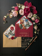 WEDDING INVITATIONS Elegant Invites Classic Cards  Luxury Acrylic Plexi Wedding Invitations, Glamour Golden Shine Wedding Invites, Vintage Floral Wedding Cards, Romantic Red And Gold Wedding Invitation Suite26