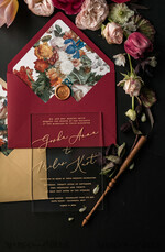 WEDDING INVITATIONS Elegant Invites Classic Cards  Luxury Acrylic Plexi Wedding Invitations, Glamour Golden Shine Wedding Invites, Vintage Floral Wedding Cards, Romantic Red And Gold Wedding Invitation Suite26