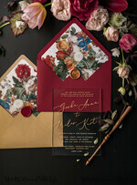 WEDDING INVITATIONS Elegant Invites Classic Cards  Luxury Acrylic Plexi Wedding Invitations, Glamour Golden Shine Wedding Invites, Vintage Floral Wedding Cards, Romantic Red And Gold Wedding Invitation Suite26