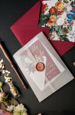 WEDDING INVITATIONS Elegant Invites Classic Cards  Luxury Acrylic Plexi Wedding Invitations, Glamour Golden Shine Wedding Invites, Vintage Floral Wedding Cards, Romantic Red And Gold Wedding Invitation Suite26