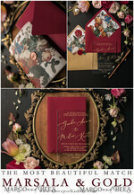WEDDING INVITATIONS Elegant Invites Classic Cards  Luxury Acrylic Plexi Wedding Invitations, Glamour Golden Shine Wedding Invites, Vintage Floral Wedding Cards, Romantic Red And Gold Wedding Invitation Suite26